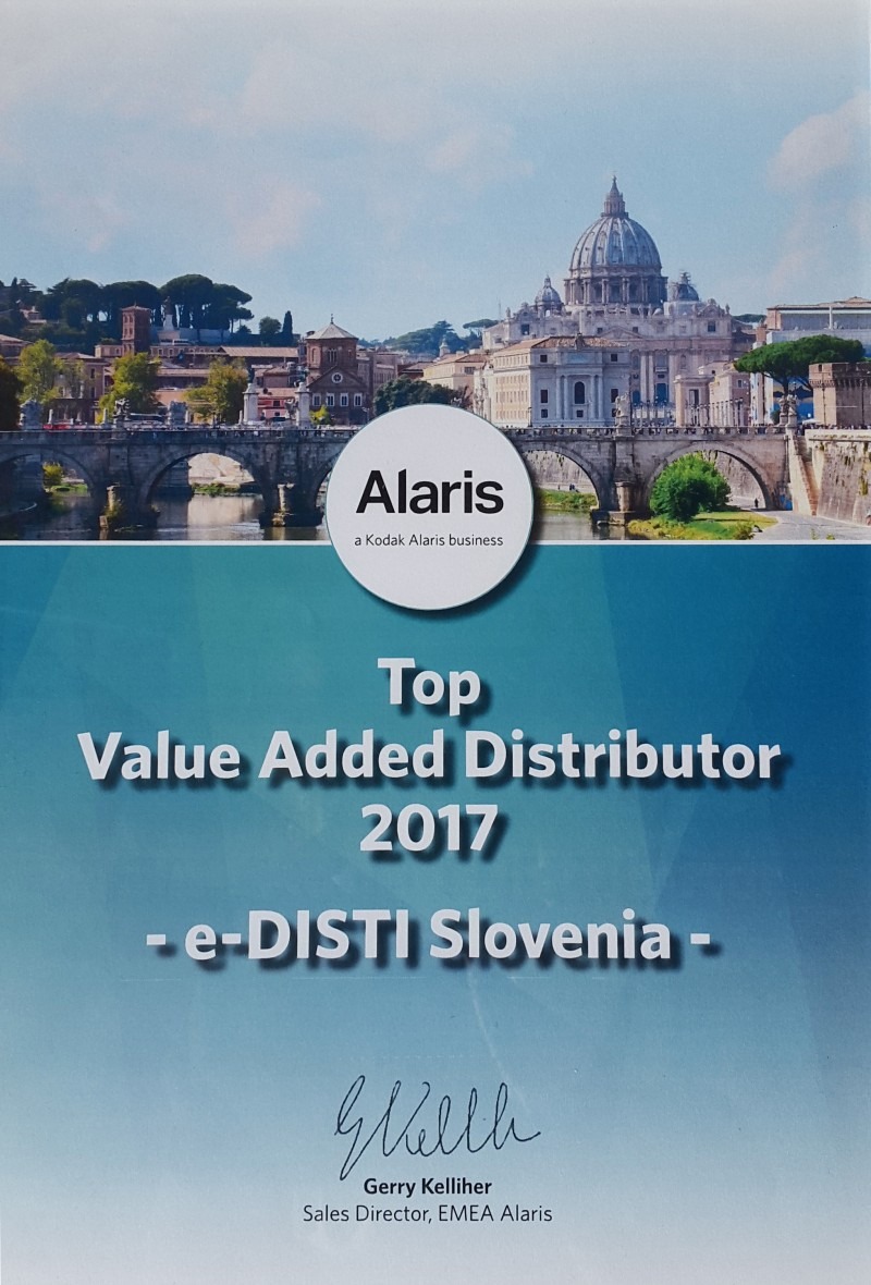 e-DISTI je dobitnik Kodak Alaris nagrade za jednog od najboljih distributera godine.